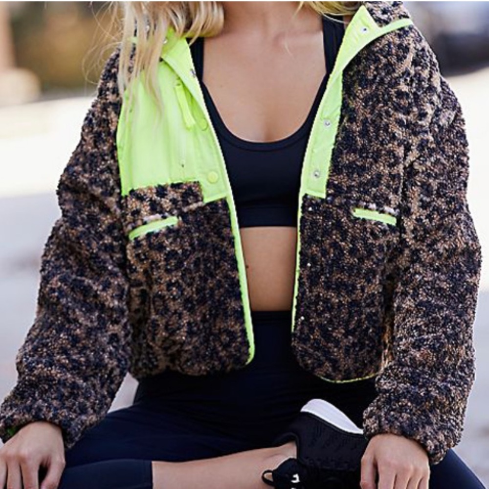 Free People Queen of the Jungle Leopard Fleece Jacket